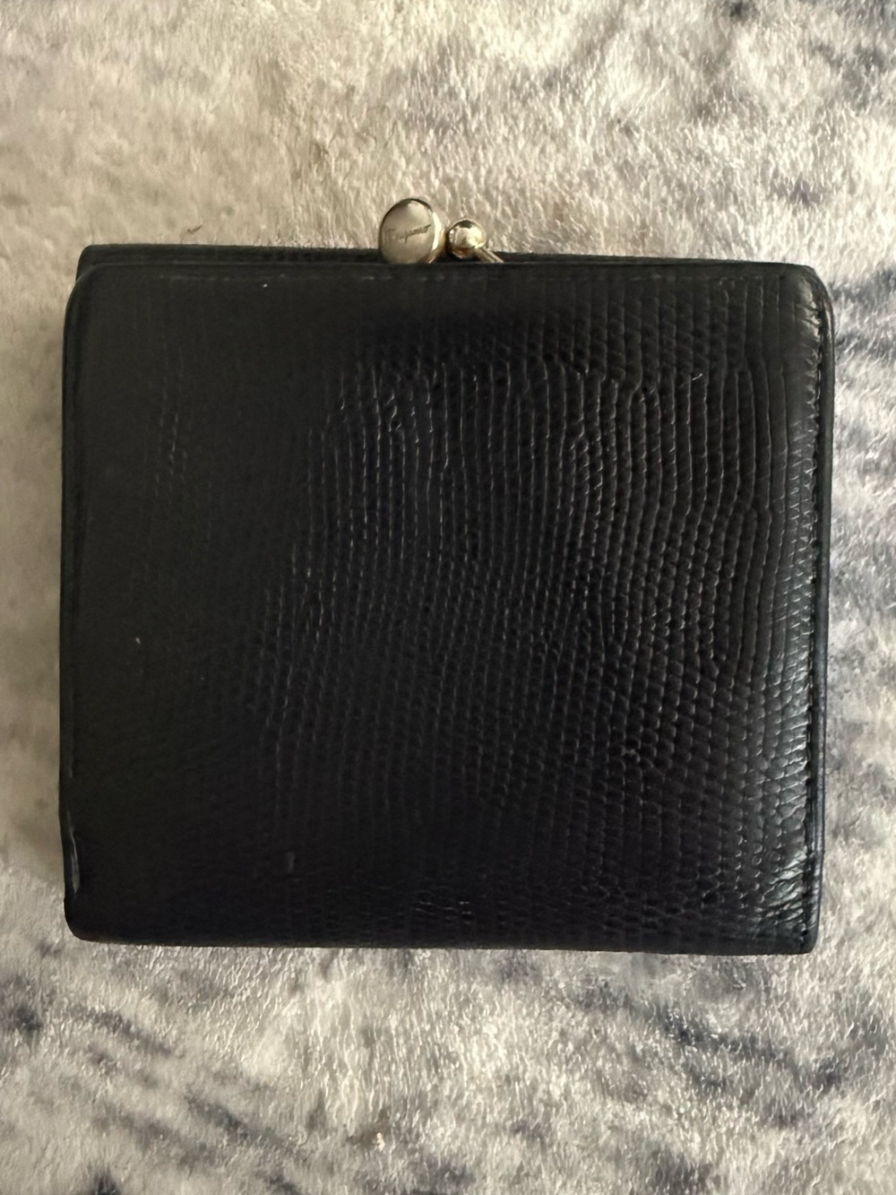Salvatore Ferragamo Black Textured Leather Wallet with Vara Bow - Picture 2 of 9